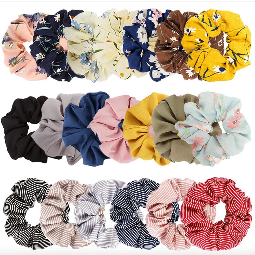 20 Pack Flower Hair Scrunchies for Women  - Floral Hair Bands NWT